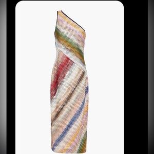 Missoni One-Shoulder Crochet Midi Dress